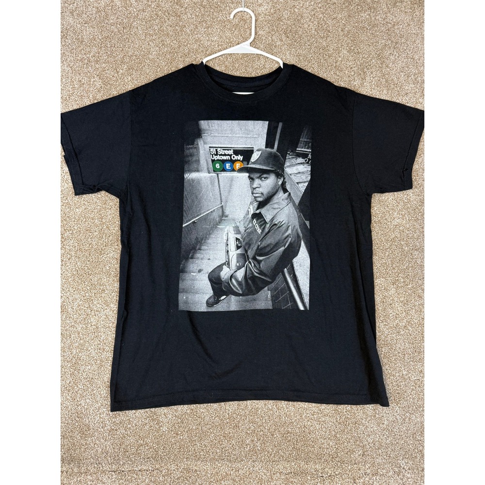 Ice Cube Mens Black T-Shirt NYC Subway Boombox Rap Tee Large Medium 2020